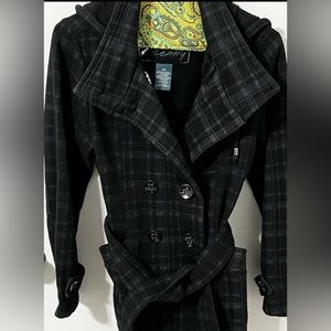 Sebby Tartan Plaid Hooded Women’s Coat Small